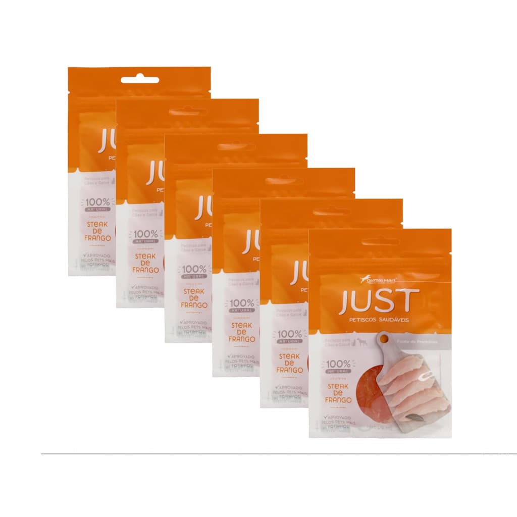 Petisco Natural Just Steak de Frango 75g KIT 6 UNIDADES