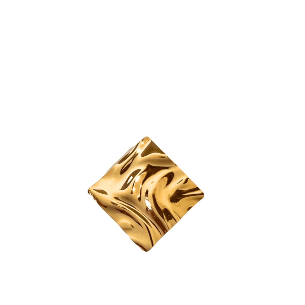 Pingente Feminino Banhado a Ouro 18k Quadrado Orgânico Semijoia Ciela 2,8x2,8 cm