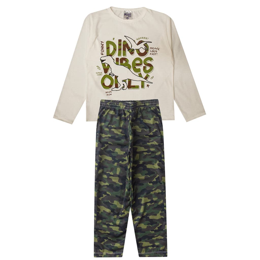 Pijama Infantil Menino Dinossauro Camuflado