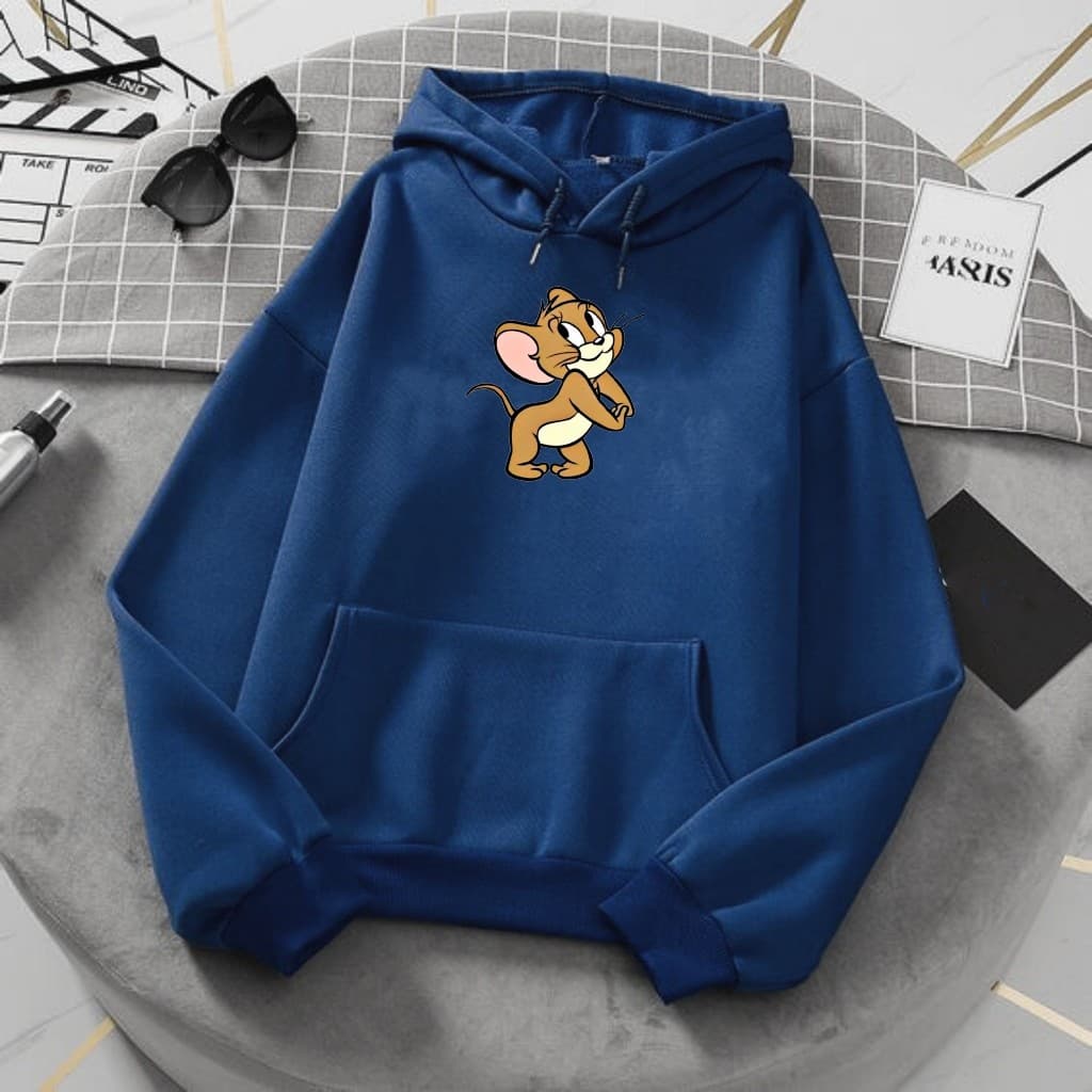 Moletom Feminino fofo Jery Casaco do Jery Moletom Com Bolso e Goro