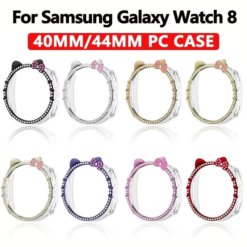 Capa Oca Para PC Samsung Galaxy watch 8 44mm Smart Diamond Crystal Bumper Protetor 40mm De Desenho Animado Acessórios Co