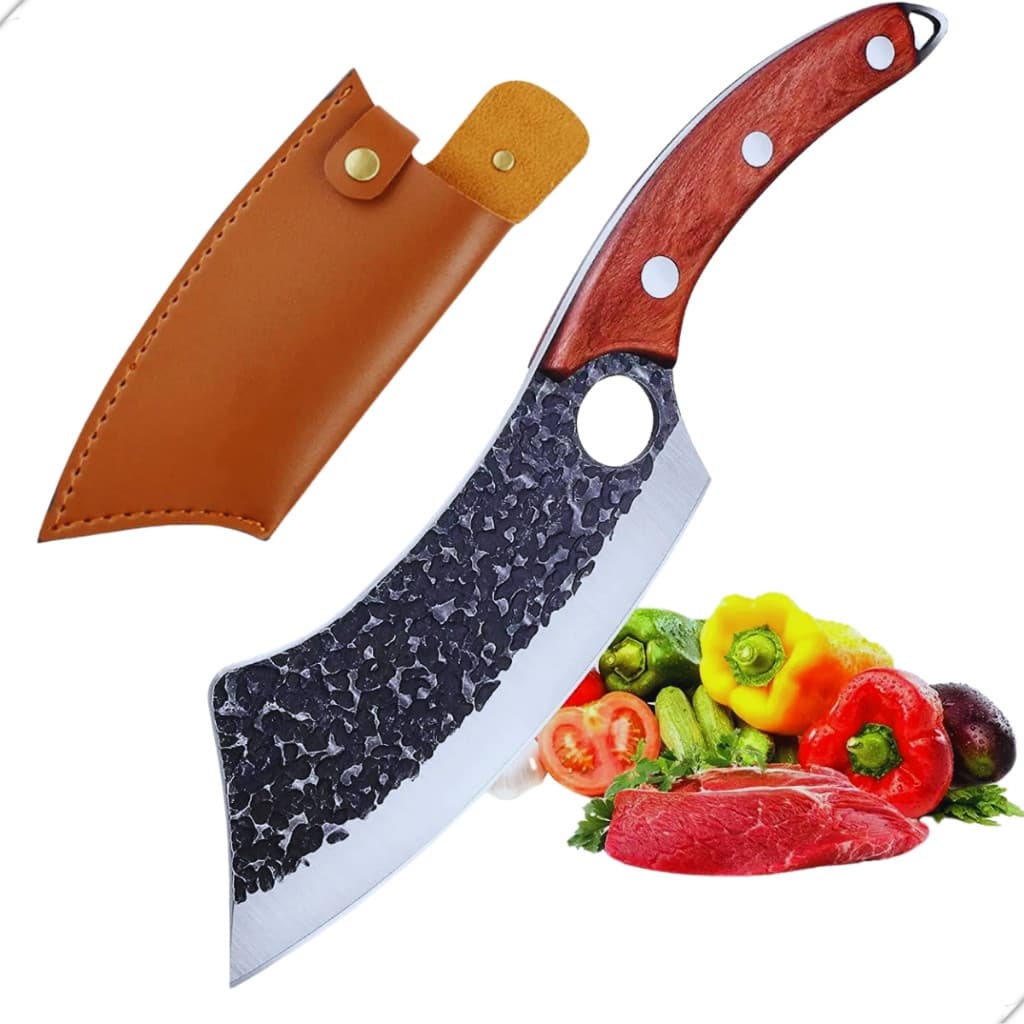 Faca Churrasco Fulltang Cutelo Rustico de Cozinha Aço Manganês Estilo Viking