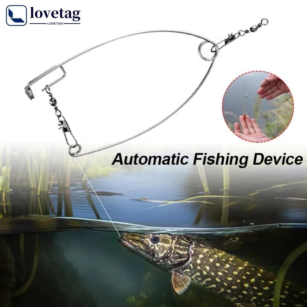 LOVETAG 10 Pcs Máquina De Pesca Automática De Aço Inoxidável Homem Preguiçoso Acessórios Com Gancho A3Y2