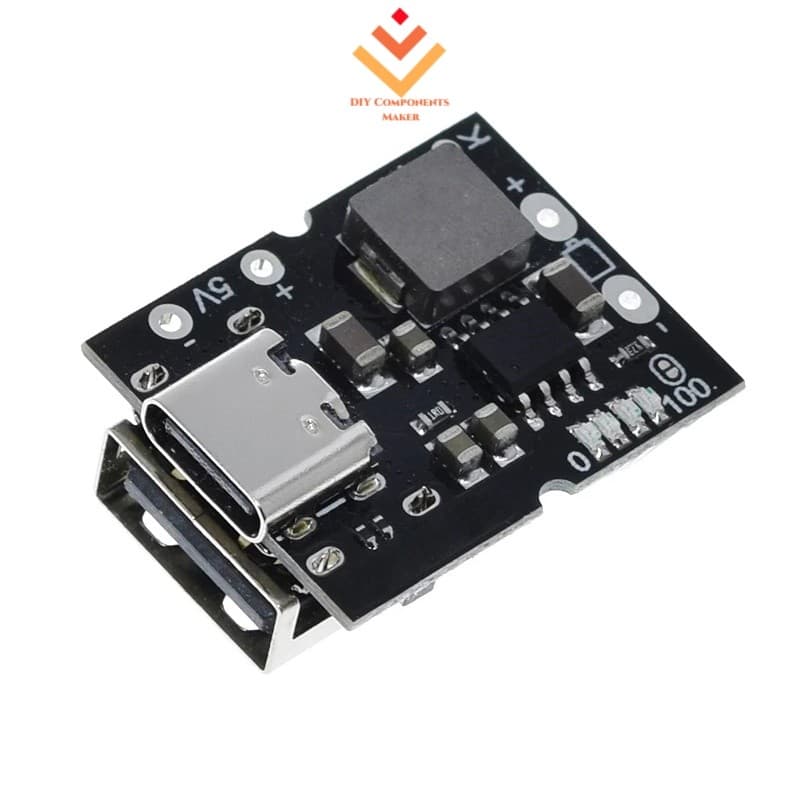 Tipo-C USB 5V 2A Boost Converter Step Up Power Module Placa De Proteção De Carregamento De Bateria De Lítio