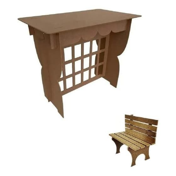 Kit Provençal Mdf Arabesco Decoração Festa Mesa Porta+ Banco