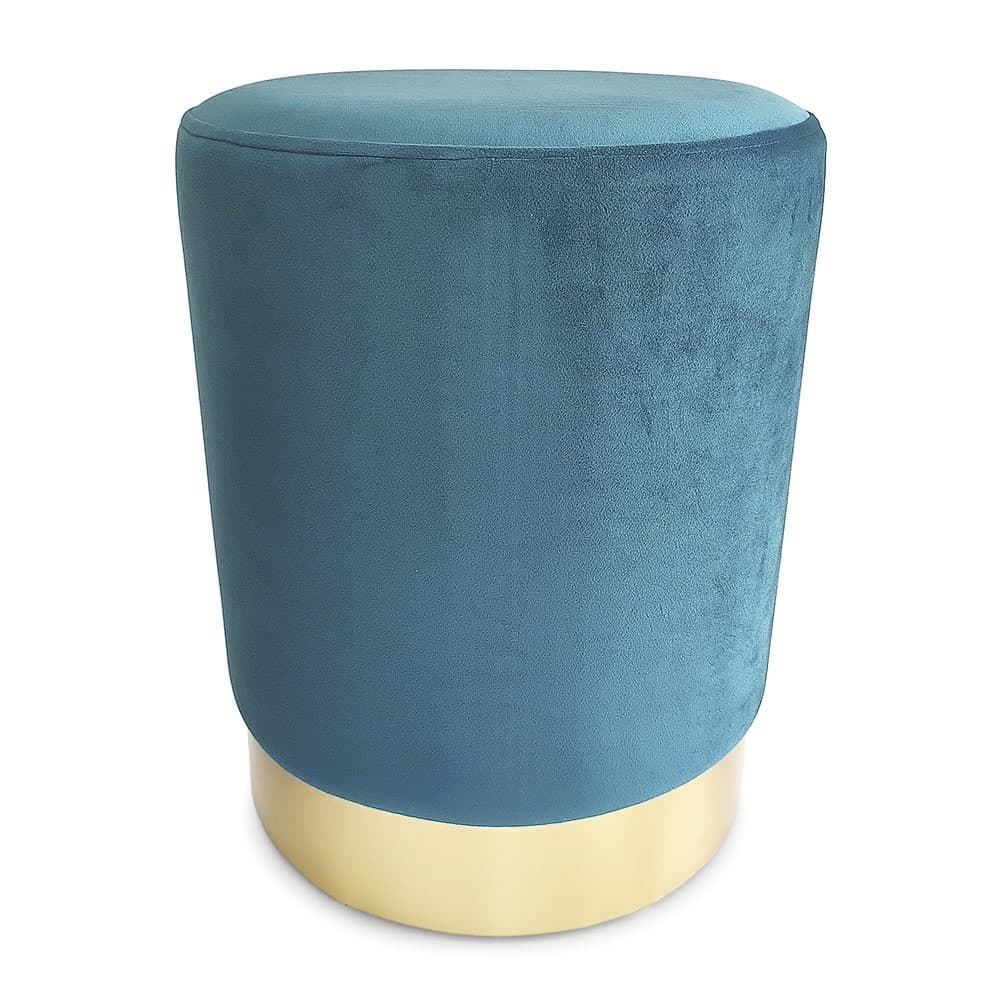 Puff Banqueta em Metal e Veludo Verde Decorativa 45x35cm