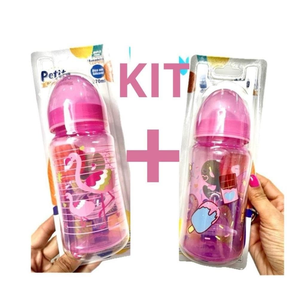 kit 2 Mamadeiras Grande Petita 270 ml Premium Bico Super Barato bico redondo
