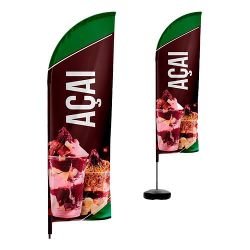 Wind Banner Açaí 2 Metros Dupla Face Apenas Tecido Premium