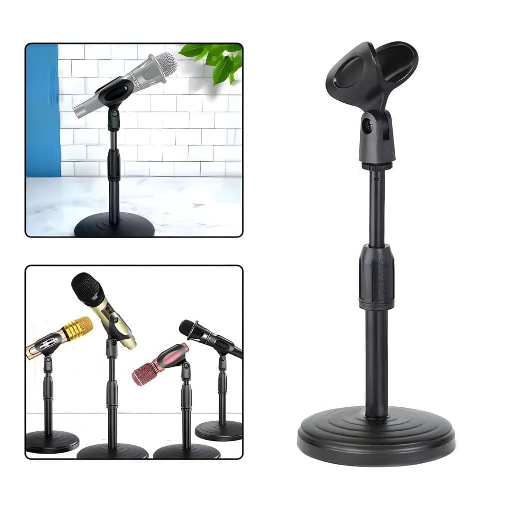 Suporte Pedestal a para Microfone Altura Ajustável 24 a 35cm