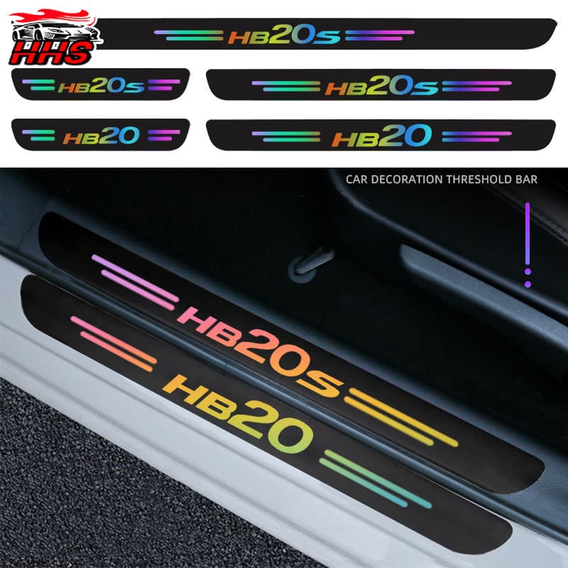 Hyundai HB20 HB20s Adesivo De Proteção Refletivos Coloridos A Laser Resistente A Arranhões Para Soleira De Porta Carro