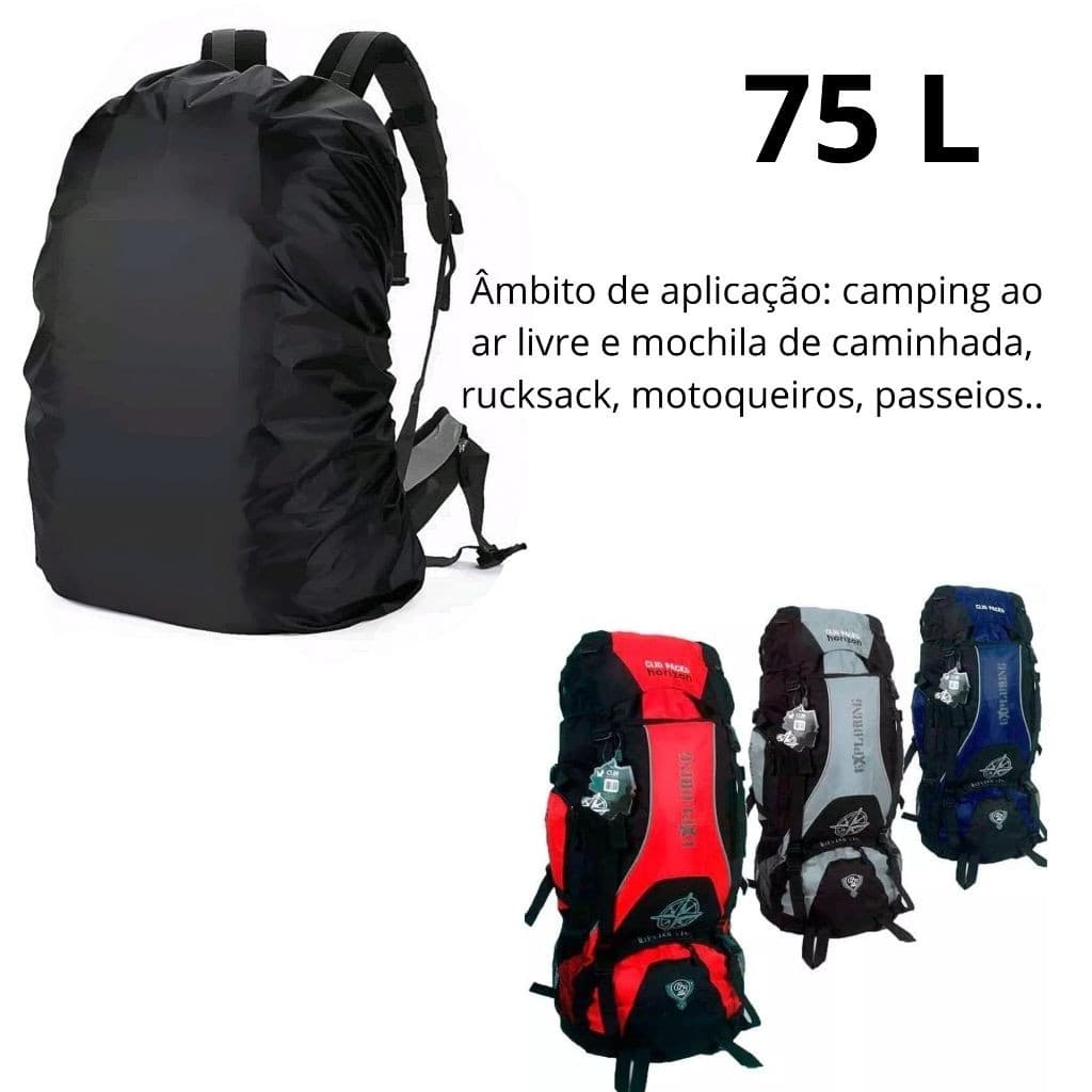 Kit 3 Capas De Chuva Para Mochila Modelo Impermeável 75 Litros Grande Camping Unissex