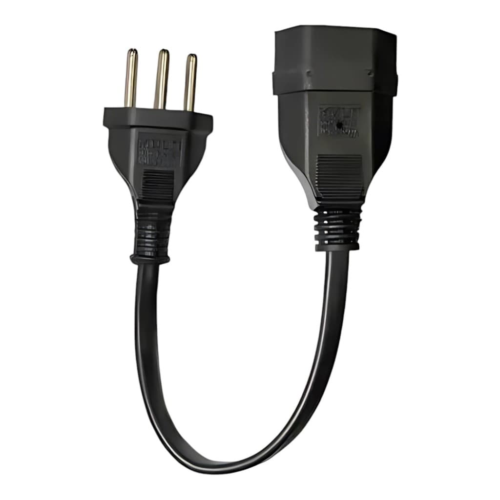 Extensão Prolongador de Tomada Cordão Mini 25cm Com 3 Pinos 10 Amperes Tomada Bivolt Cabo PP