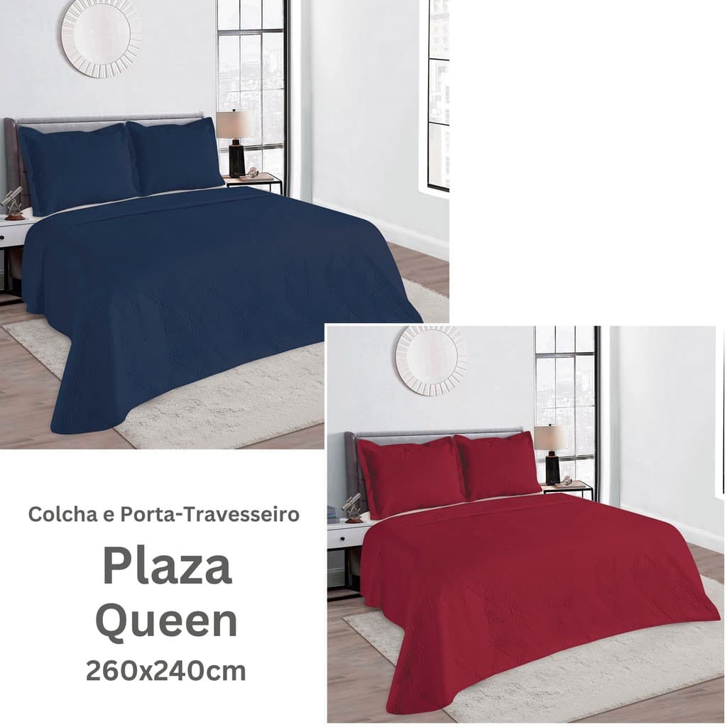 Colcha com Porta-Travesseiros Plaza Queen 260x240 cm - Camesa