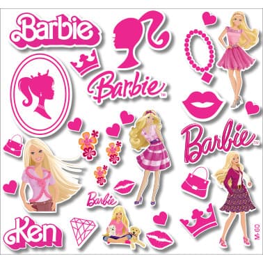 Cartela de adesivos Barbie + de 20 stickers
