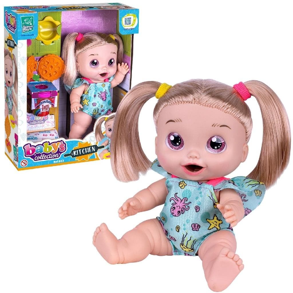 Boneca Baby Papinha Alive Kitchen Come e Faz Caquinha C/ Fraldinha, Menina - Super Toys