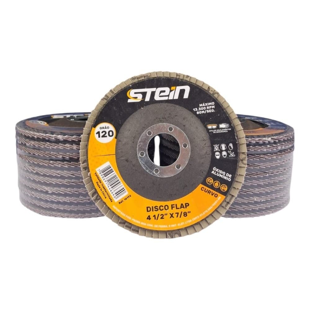 20 Peças disco flap curvo 4.1/2 115mm metais ferrosos Grão 120 Stein