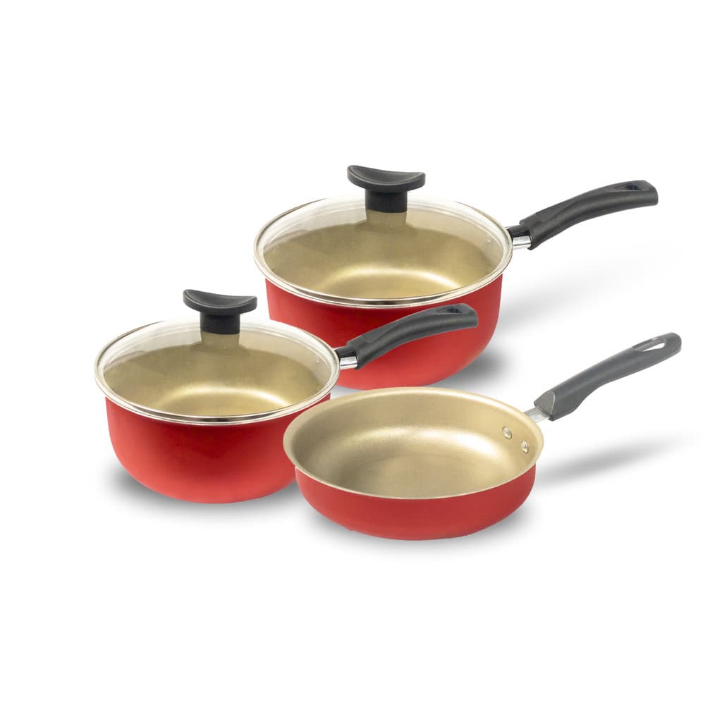 Kit De Panelas Antiaderente Teflon Com Frigideira Alta