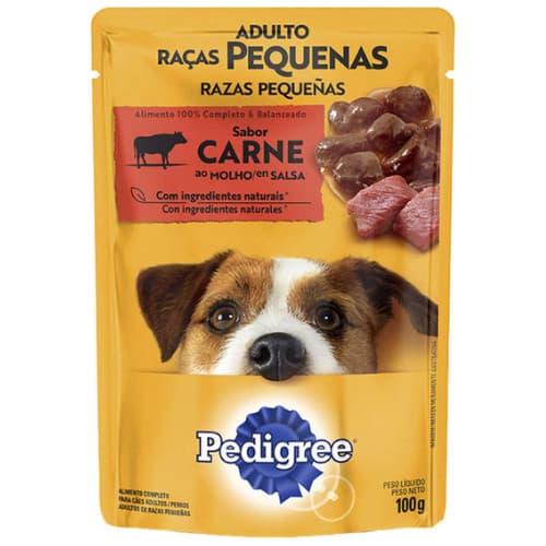 KIT 24 SACHÊS Ração Úmida Pedigree Sachê Carne ao Molho para Cães Adultos de Raças Pequenas 100 g