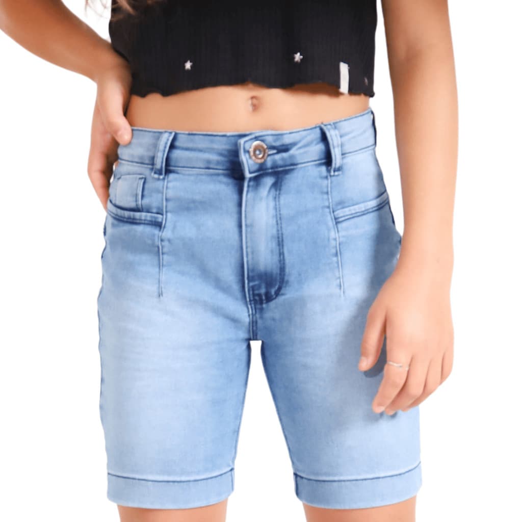 Bermuda Shorts Ciclista Jeans Menina Feminina Juvenil