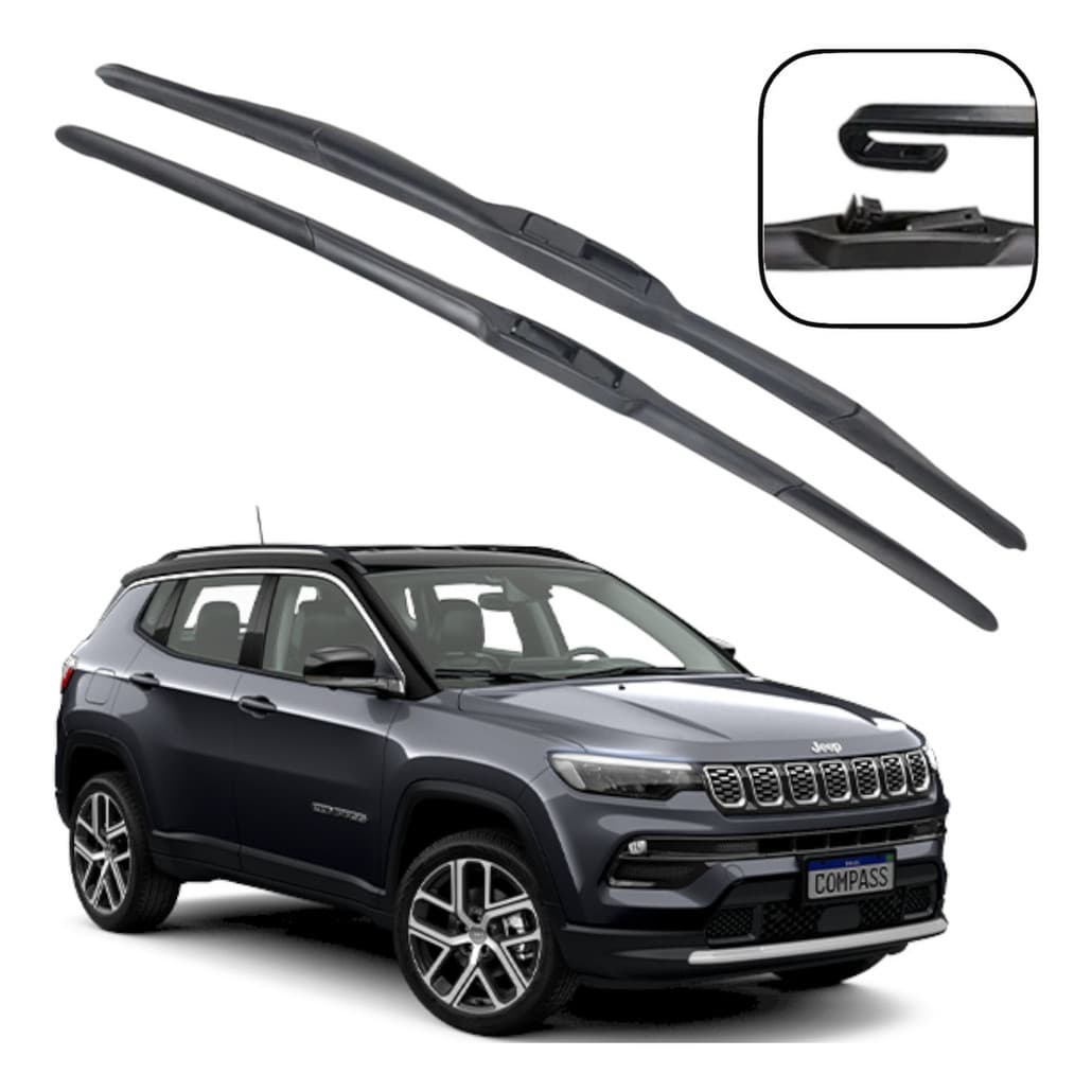 Par Palhetas Limpador Parabrisa Híbrida Silicone Jeep Compass