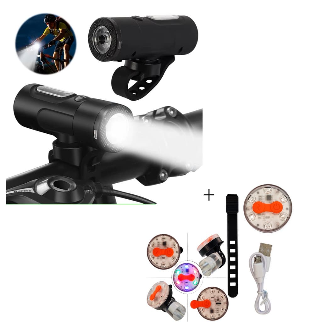 Kit Luz bike Farol led 9800 Lums e lanterna vista light traseiro vermelha alerta sinalizador