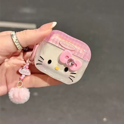 Bonito Olá Kitty Caso Para Apple AirPods 1 2 3 4 Dos Desenhos Animados Meninas Capa Pro 2 Caixa Sem Fio Com Chaveiro