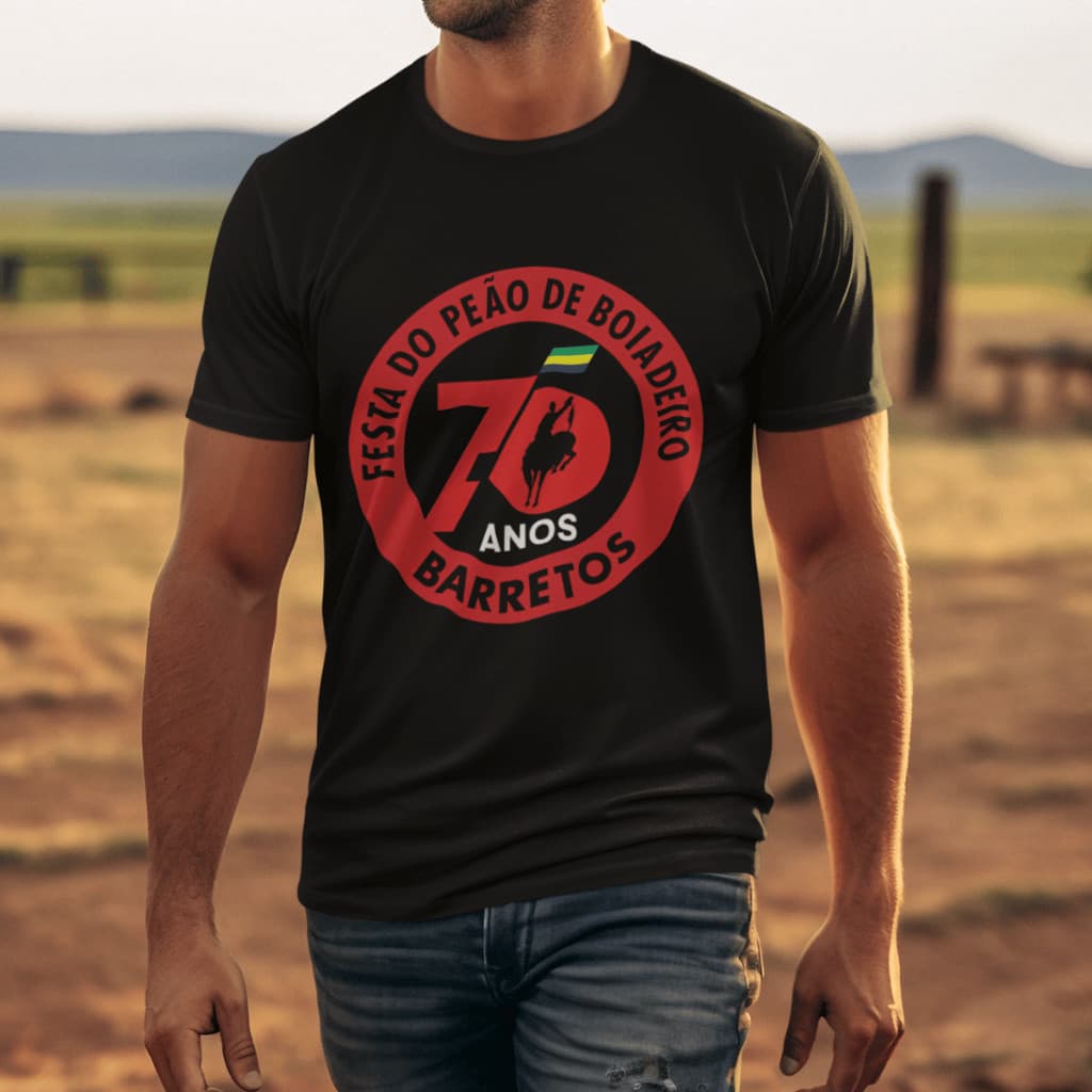 Camiseta Festa Peão Boiadeiro Barretos 2025 Algodão Unissex Estampa Rodeio Masculina Feminina Moda