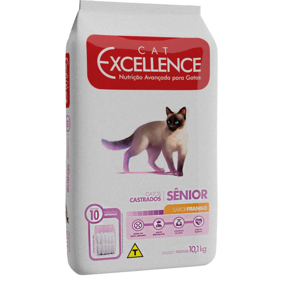 Ração Seca Cat Excellence Frango para Gatos Sênior Castrados