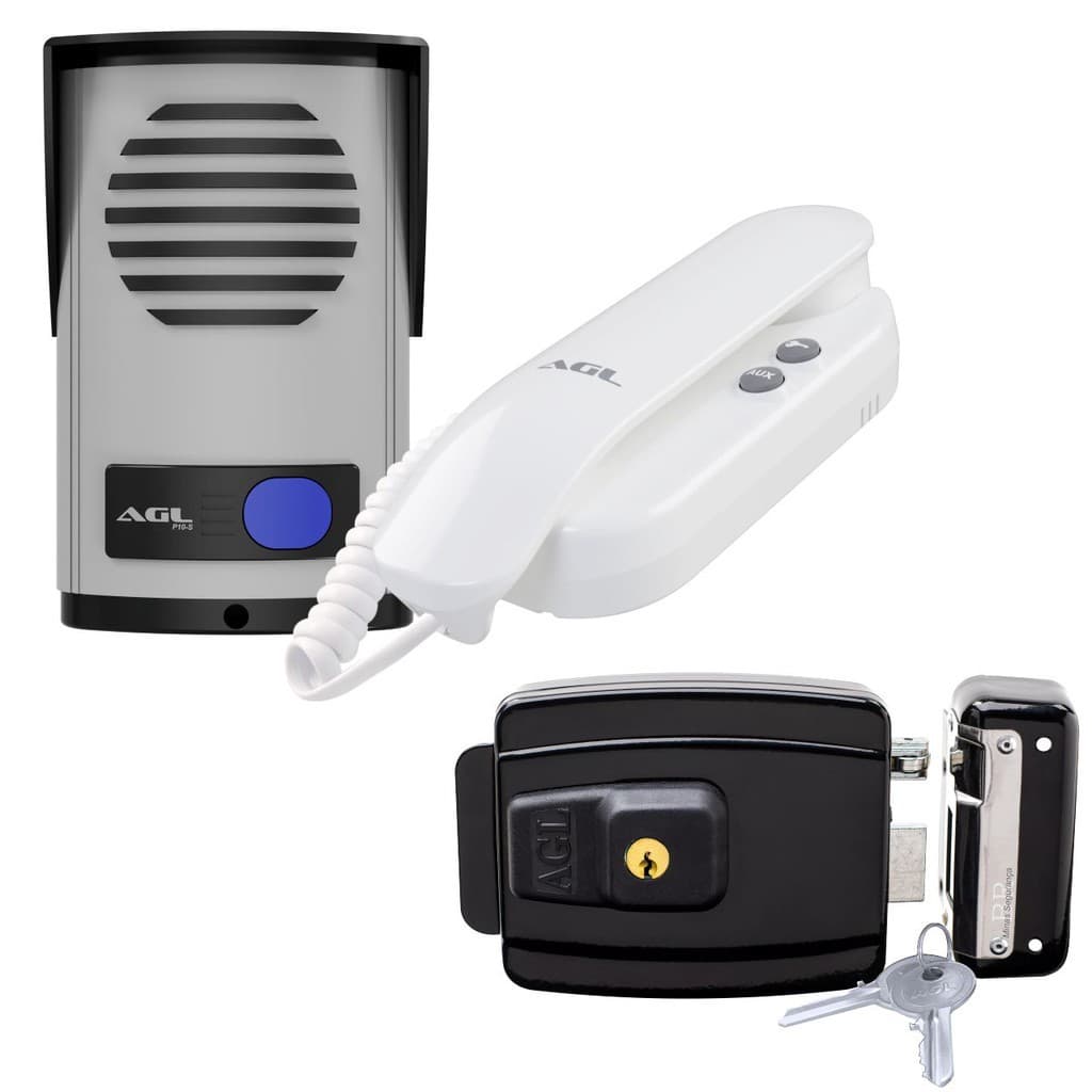 Kit Interfone Residencial com fechadura elétrica Reversível super segura. Produto Nacional com garantia.