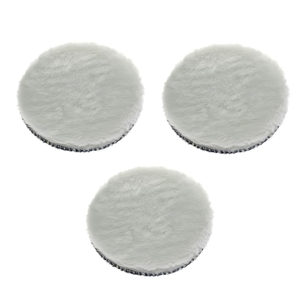 3x Boinas Polimento Lã Branca Tamanho 6 Polegadas