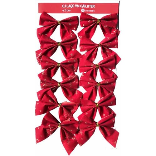 12 Laço Lacinho Enfeite Árvore Natal Clássico Vermelho