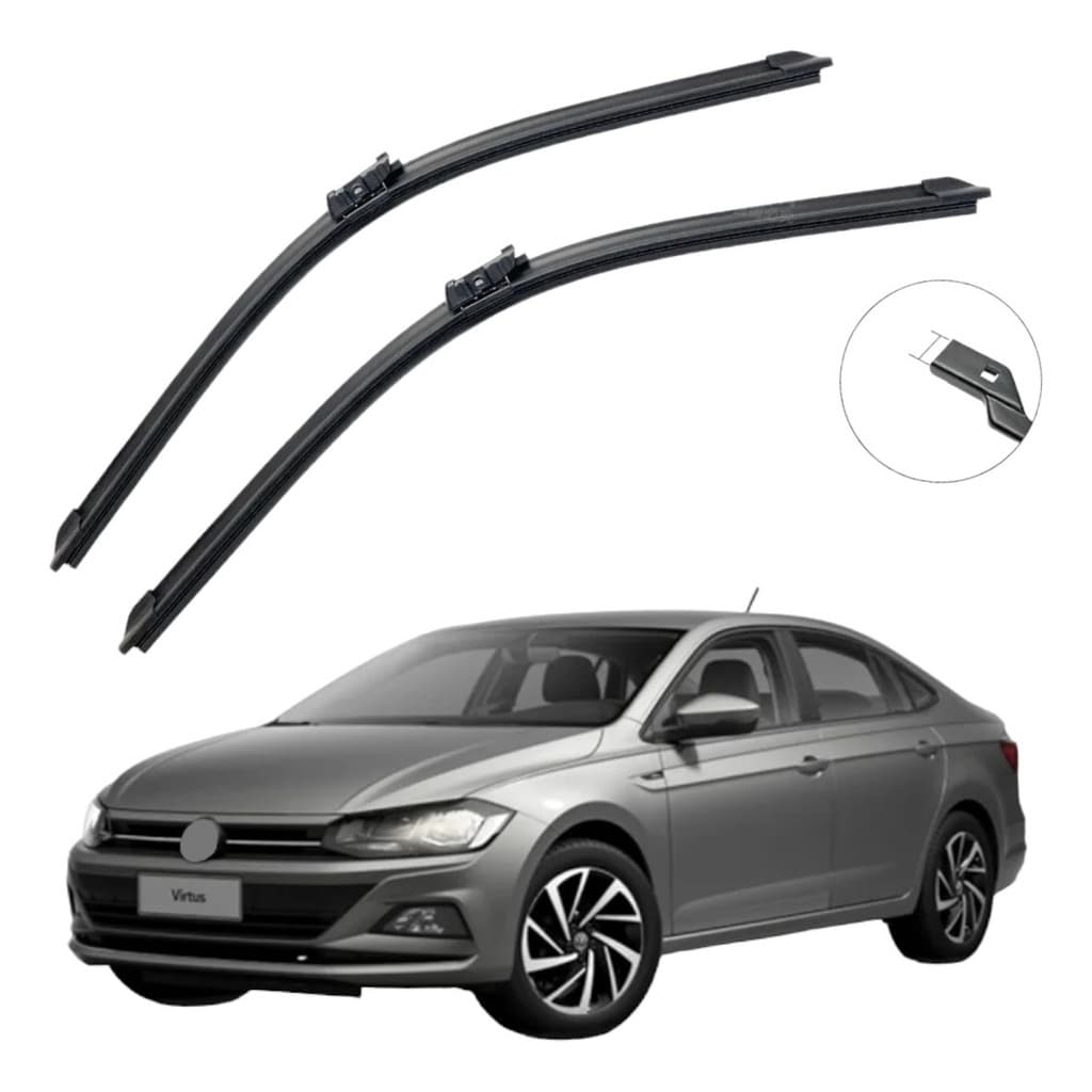 Palhetas Limpador de Para-brisa Silicone Volkswagen Virtus 2018 2019 2020 2021 2022 2023 2024 2025