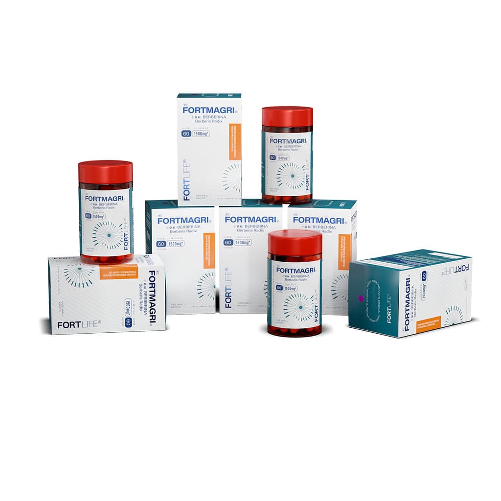 Kit 6  FortMagri Berberina 1500mg 60 Cápsulas FORTLIFE
