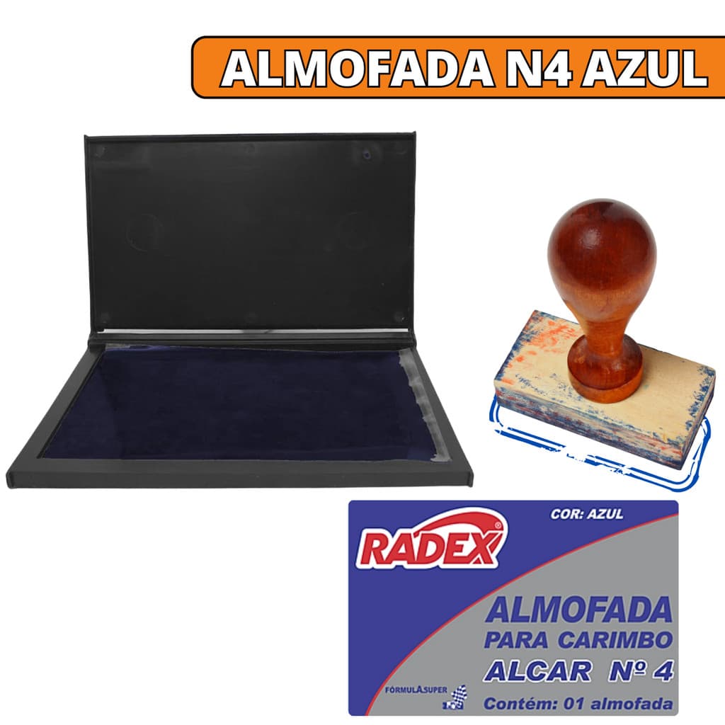 Almofada Carimbeira Grande Com Tinta Azul Para Carimbo De Madeira