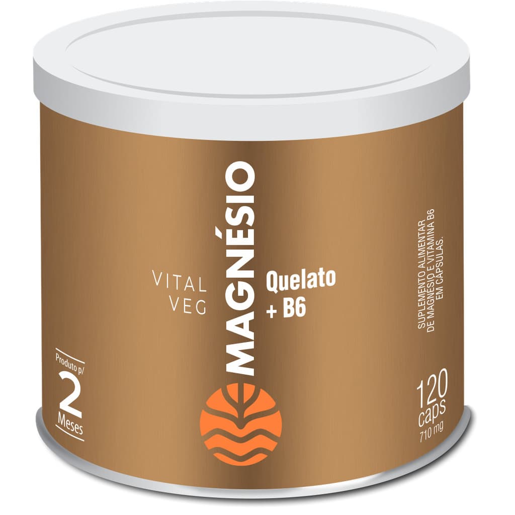 Magnésio Quelato Com Vitamina B6 Vital Veg 710 mg 120 caps
