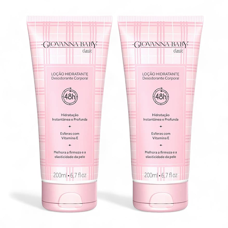 Kit COM 2 Loções Hidratantes Desodorantes Giovanna Baby Classic 200ml - Hidratação Profunda e Fragrância Suave
