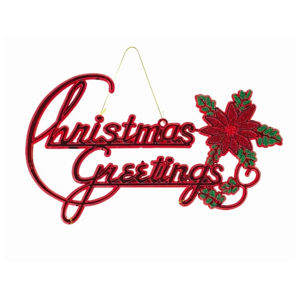 Enfeite Placa Christmas Gliter 25CM Vermelho - Magizi