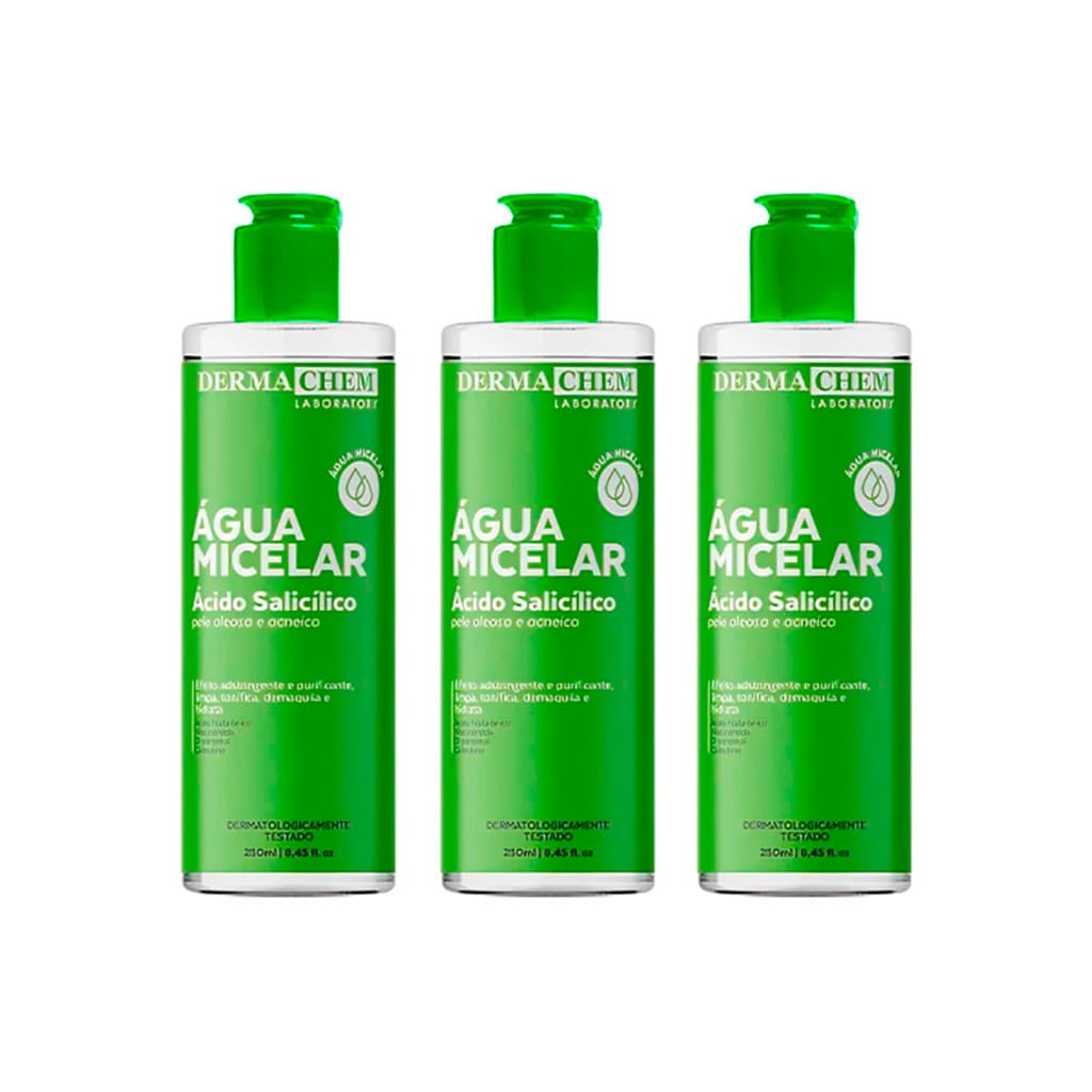 Dermachem Kit 3un Água Micelar Demaquilante Ácido Salicílico - 250ml