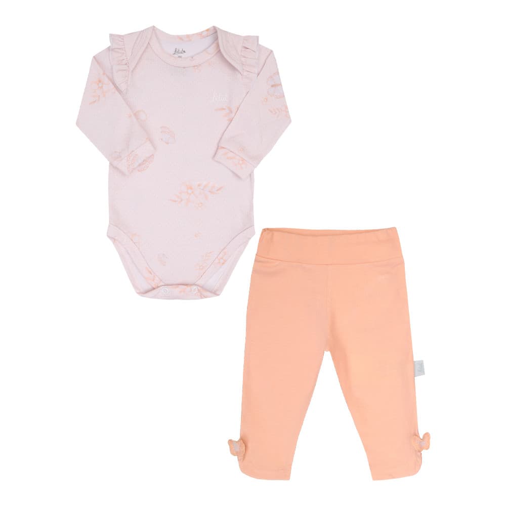 Conjunto Bebê Body Manga Longa e Calça Algodão Menina