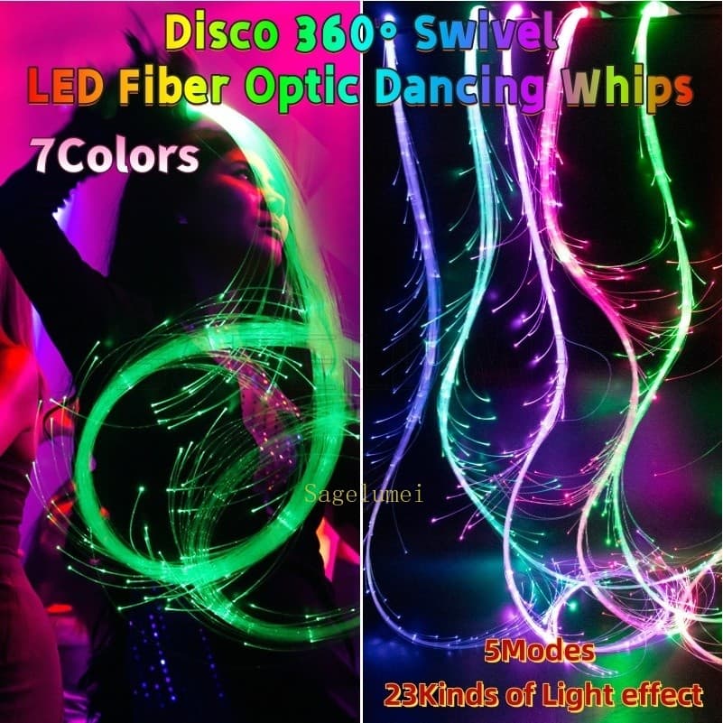 Chicote De Fibra Óptica LED USB Recarregável Corda De Mão Pixel Light-up Fluxo Brinquedo Dança Festa Iluminação Mostrar