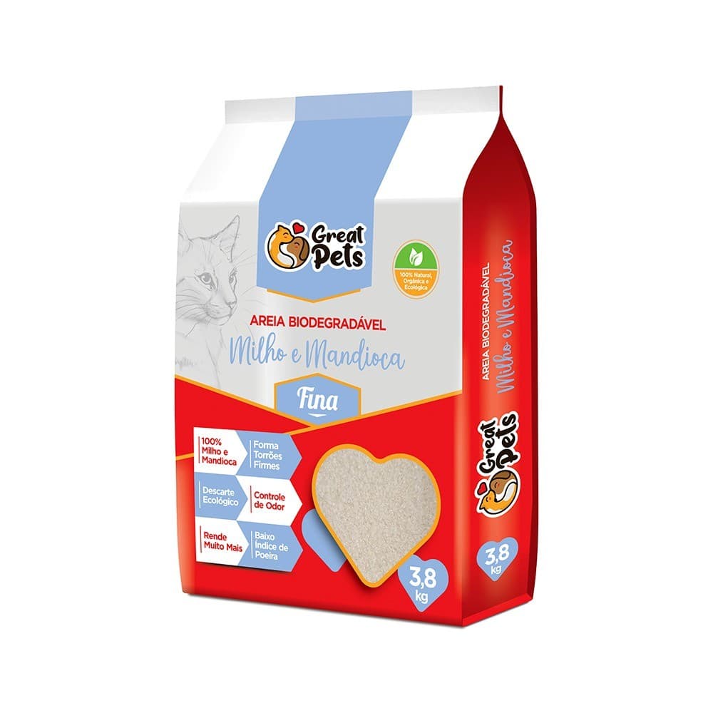 AREIA GREAT PETS BIODEGRADAVEL FINA 3.8KG