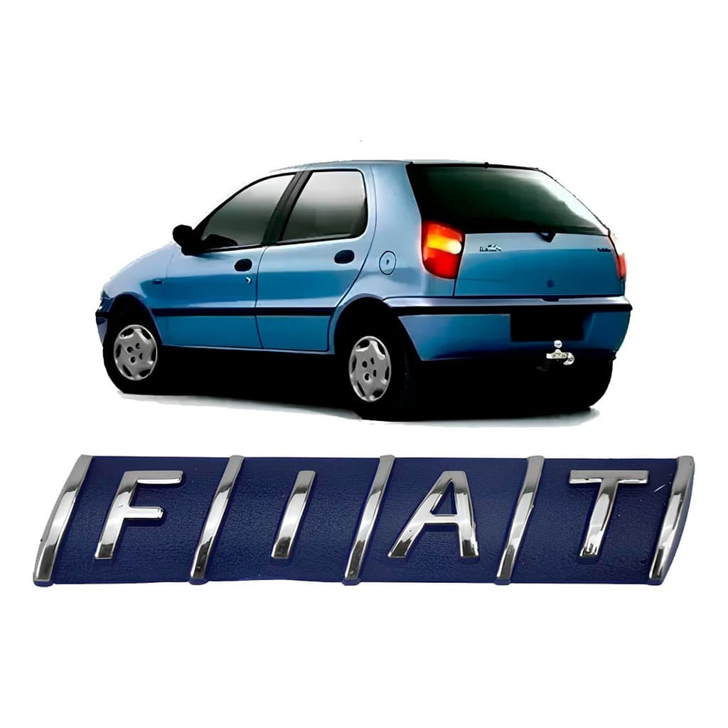 Emblema Fiat Porta Malas Palio 95 96 97 98 2000 Azul Cromado