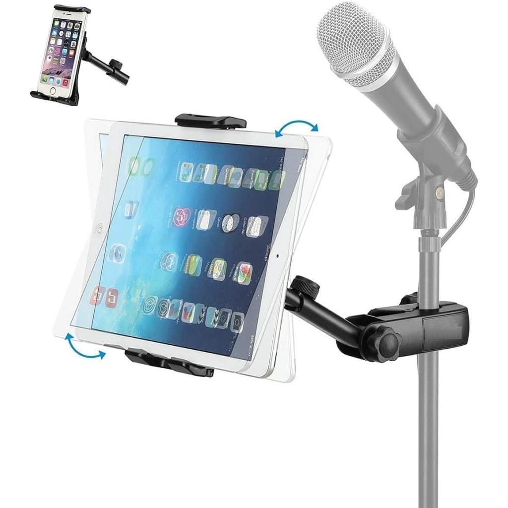 Estante, Suporte Músico p/ Tablet iPad, Samsung Galaxy Tab Em Pedestal Tripé Microfone