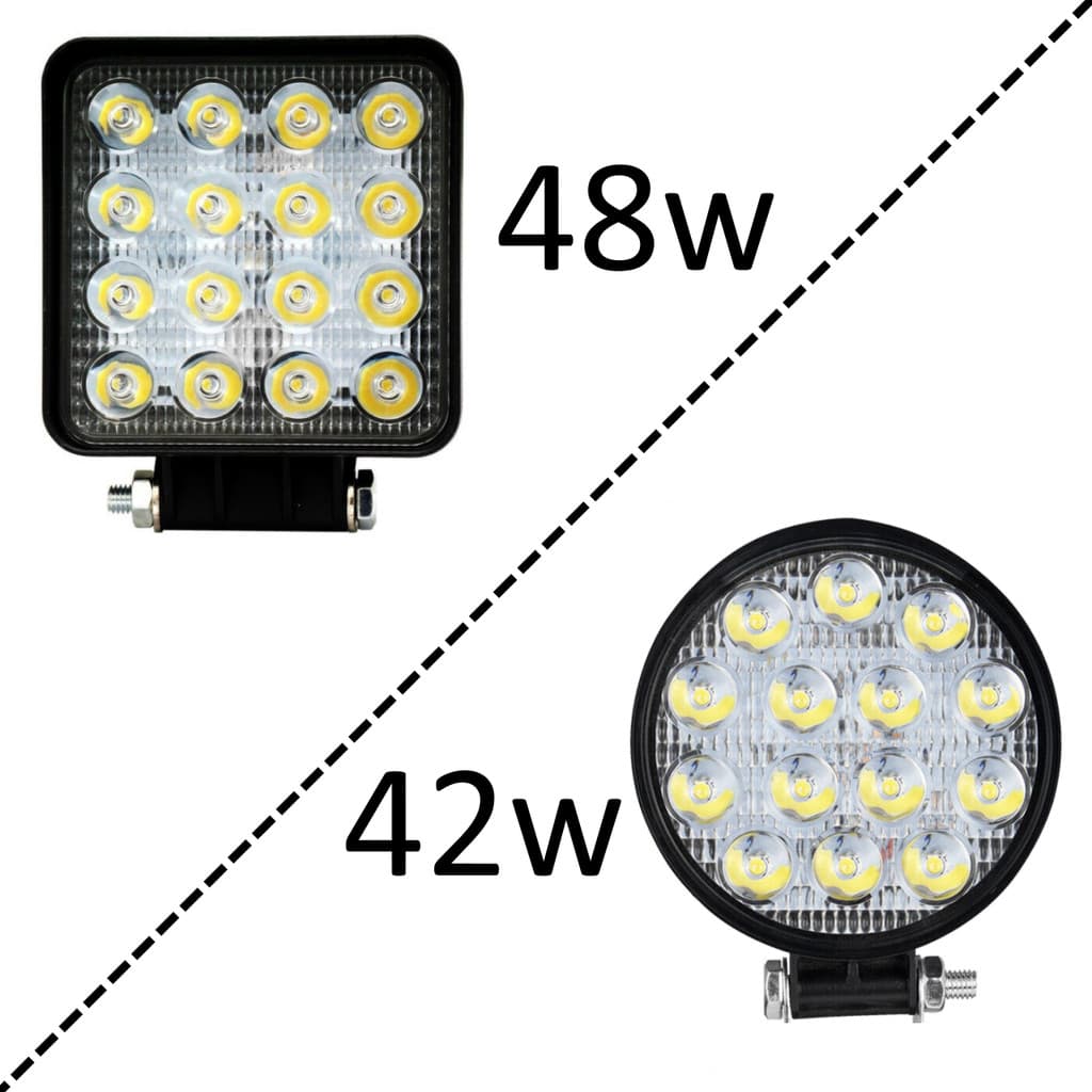 Farol De Milha LED Auxiliar Quadrado Redondo 42W 48W 12v/24v Jeep Off-Road Universal