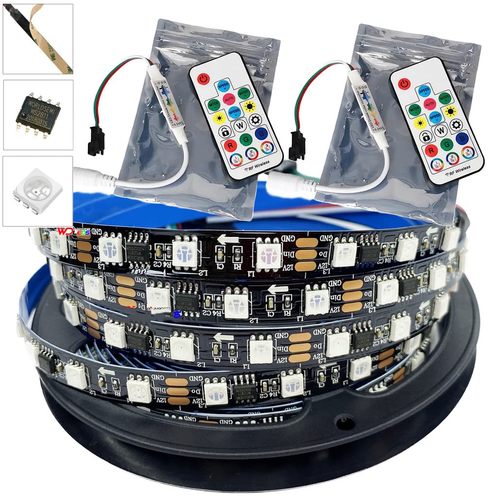 Combo Led Ws2811 5m Preta 2 Central Slim Efeito Vu Musical