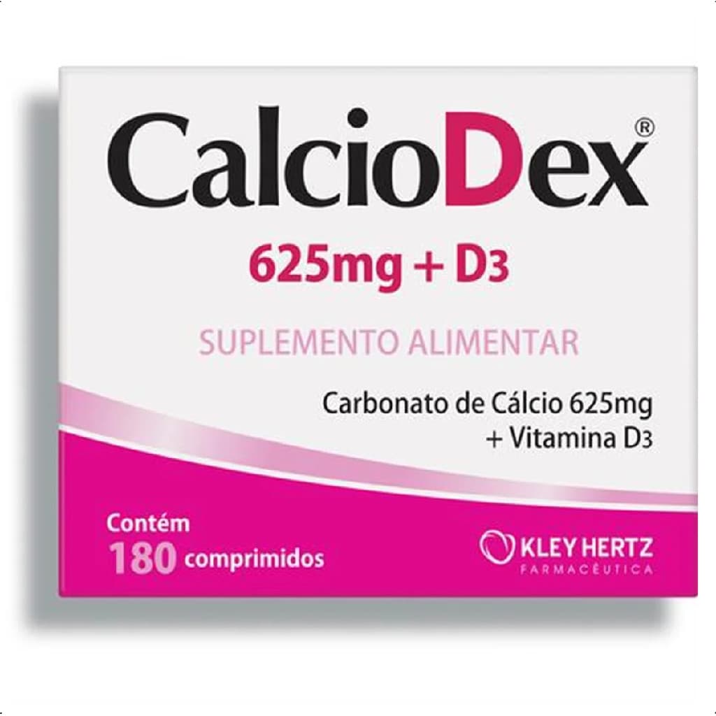 Calciodex 625Mg + Vitamina D3 Com 180 Comprimidos - Kley Hertz