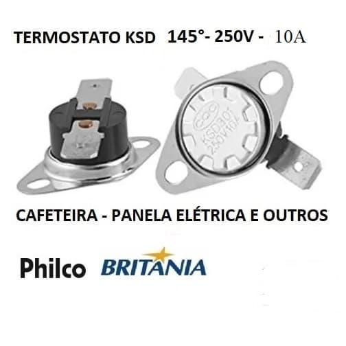Termostato KSD 301 145° 250V 10A - Universal para Cafeteiras,Panelas Elétricas e micro-ondas - Várias marcas