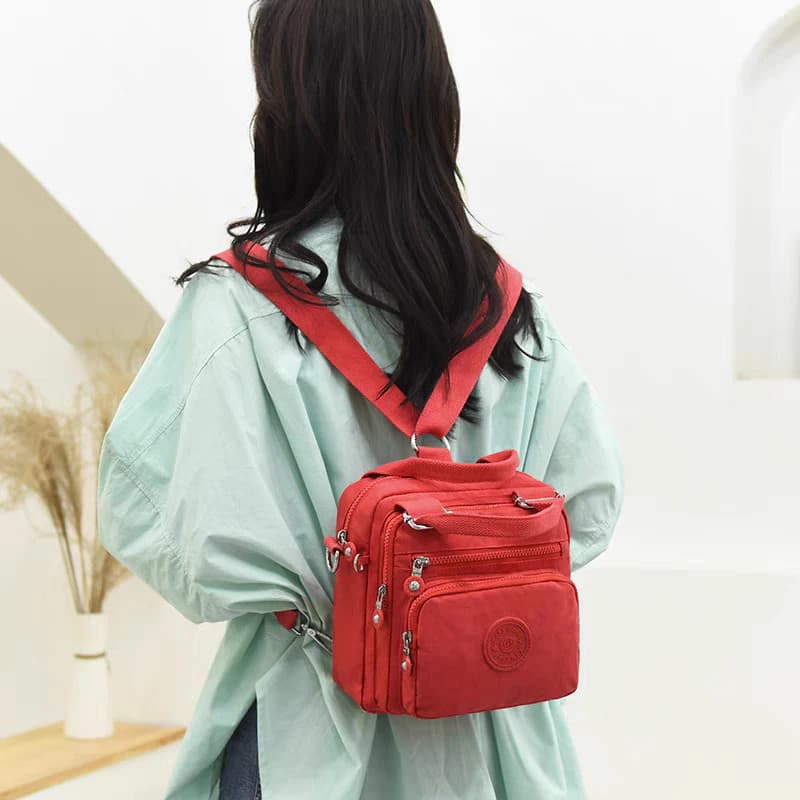 Bolsa feminina nylon impermeável vira mochila transversal tiracolo leve 3em1 5551