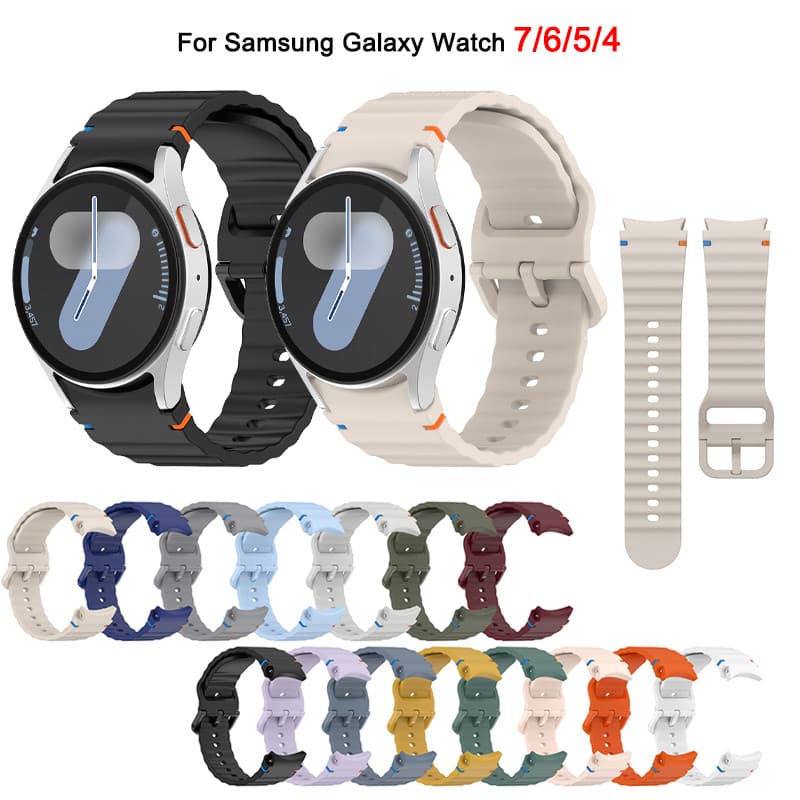 Pulseira De Silicone Macio Para Samsung Galaxy Watch 7 6 5 4 FE 40mm 44mm Watch6/4 Classic Watch5 pro