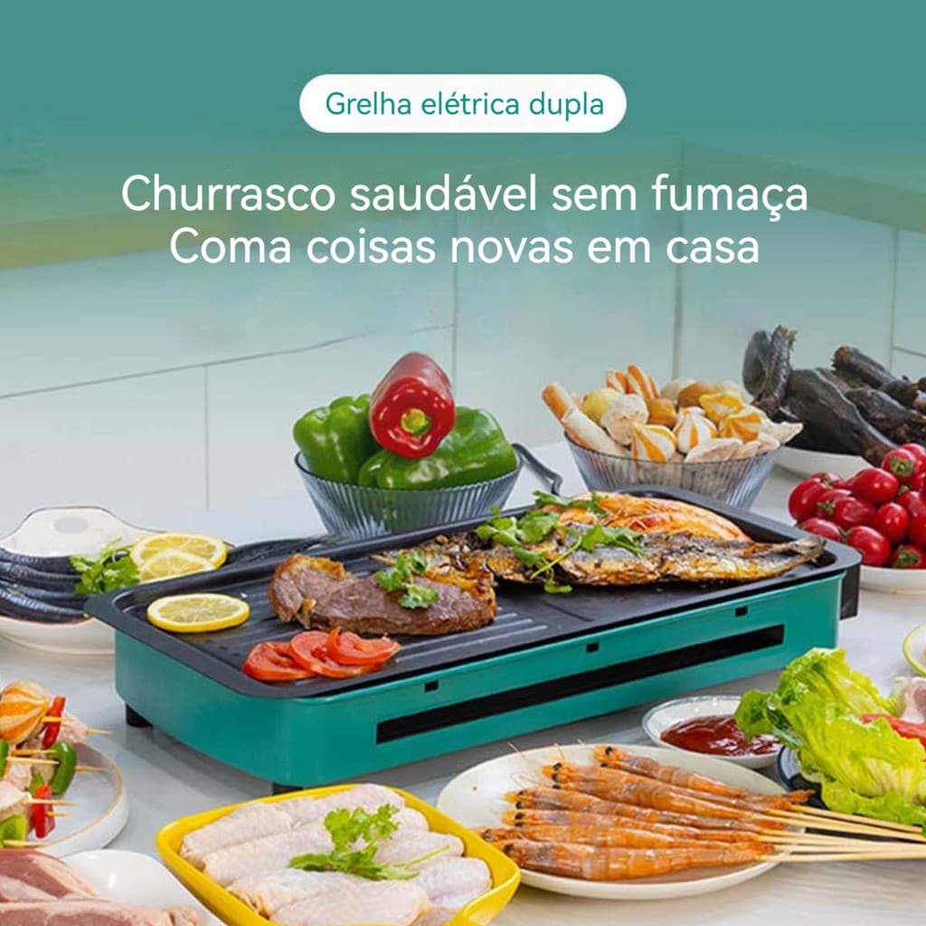 Churrasqueira Eletrica Desmontavel Sem Fumaça 220v Grelha